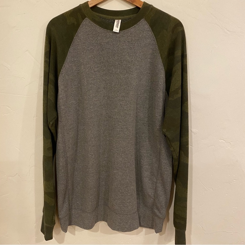 Gray and Green Camo Sleeve Sweatshirt